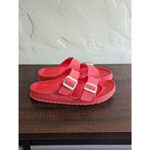 Birkenstock EVA Arizona Coral Pink Women's Slide Buckle Sandals - Size 40